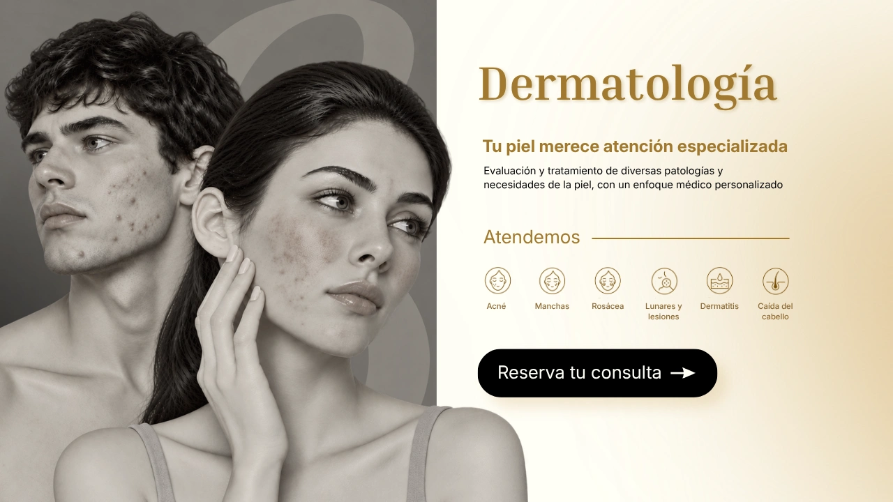 Dermatología en Skin Studio: atención especializada para acné, manchas, rosácea, lunares y lesiones, dermatitis y caída del cabello. Reserva tu consulta.